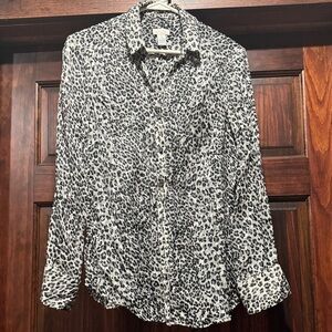 Chico's Black and White Leopard Print Blouse